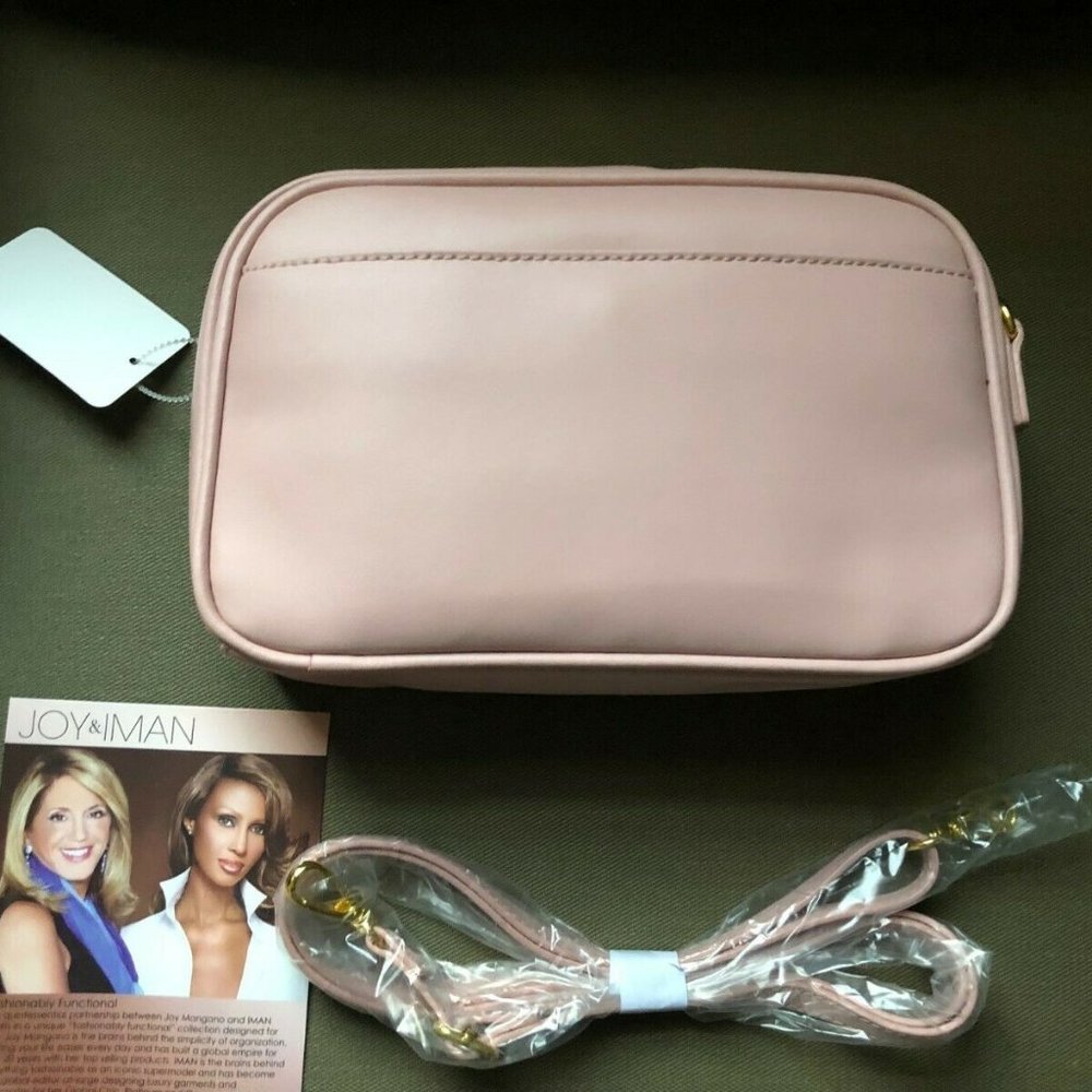 JOY & IMAN Leather & Calf Hair Crossbody Bag BLUSH - Picture 4 of 8